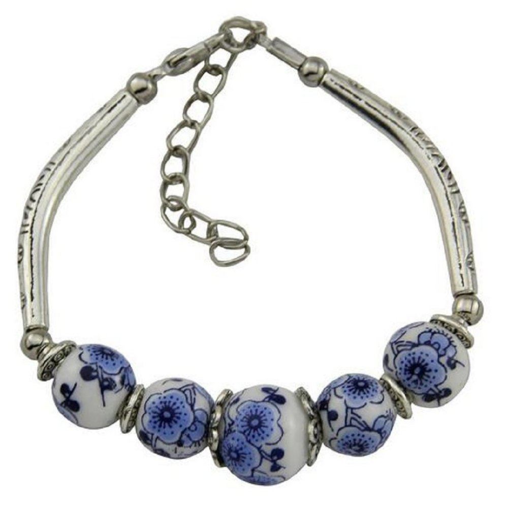 Fifth Avenue blue and white porcelain artistic beeds bracelet